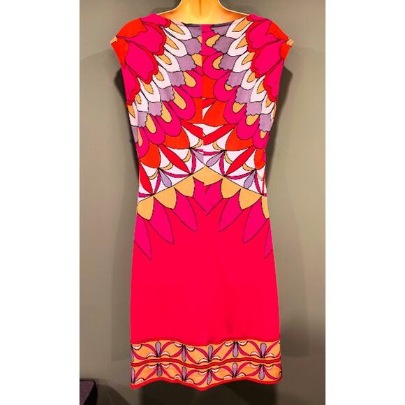 Donna Morgan Vibrant Color Sleeveless Knee Length Shift Dress, Multicolor Sz 4 - Picture 3 of 5